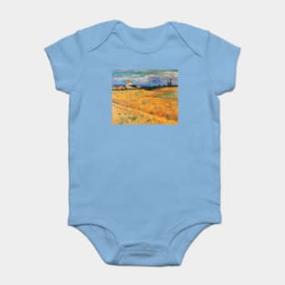 Van Gogh Wheat Field with Farmhouse Baby Bodysuit